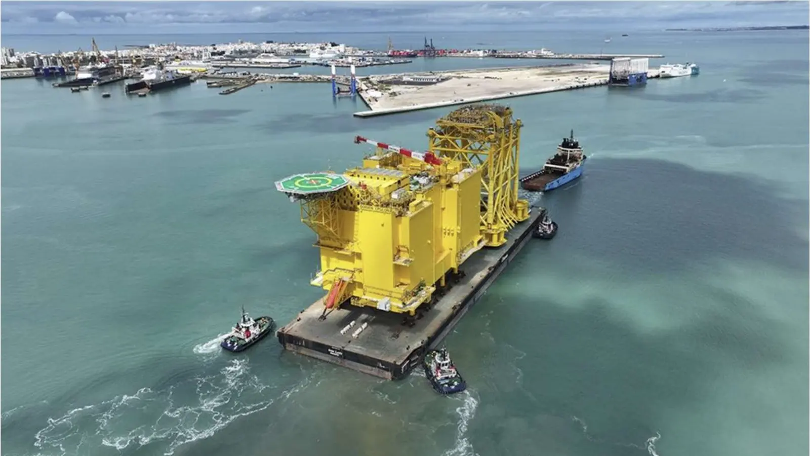 Offshore wind substation platform under construction