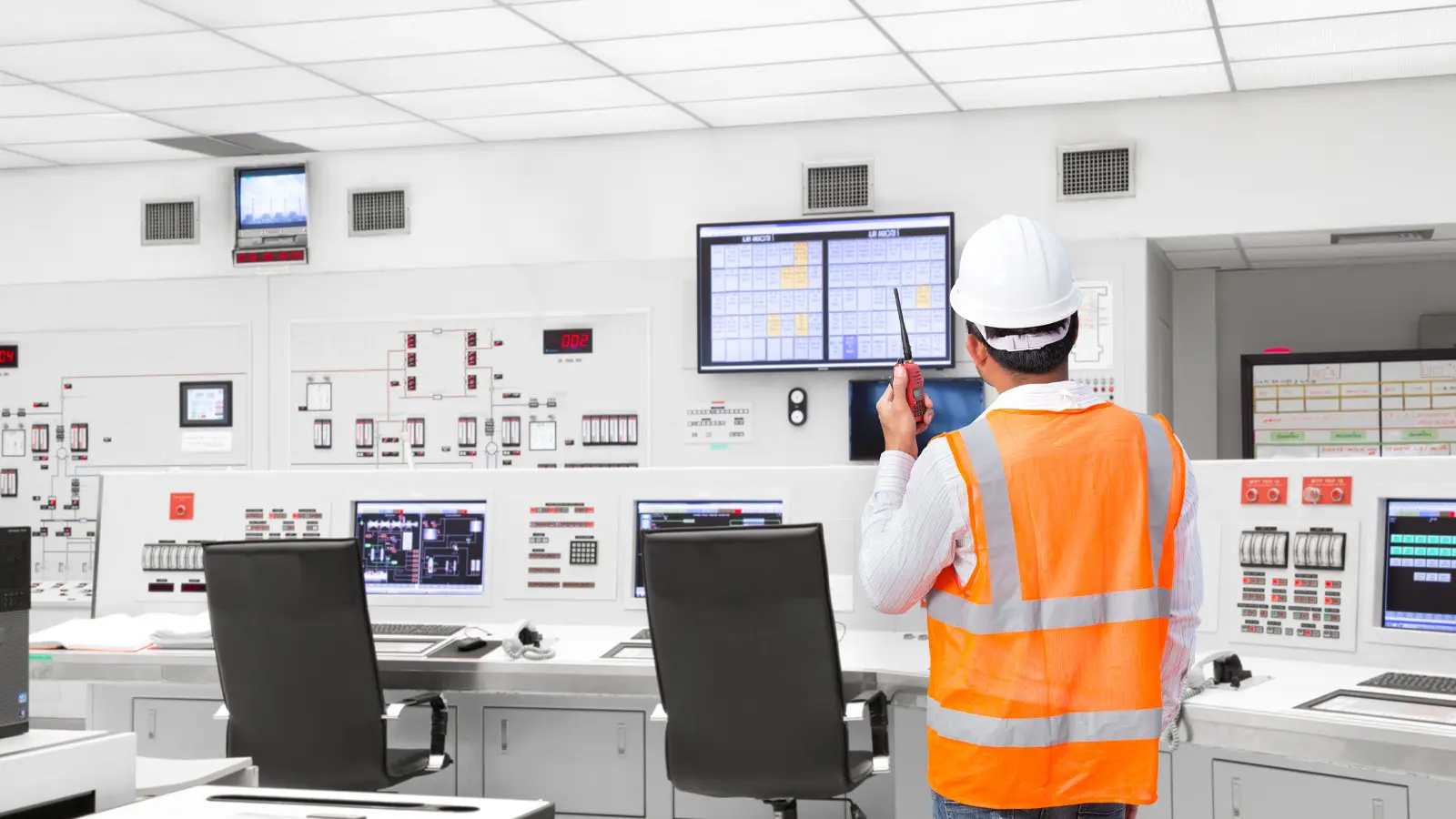 Nuclear power plant turbine hall interior